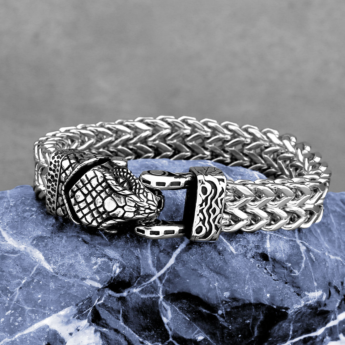 Men Accessories Ring And Bracelet - Yeni Tasarım Viking Yılan Kafası erkek