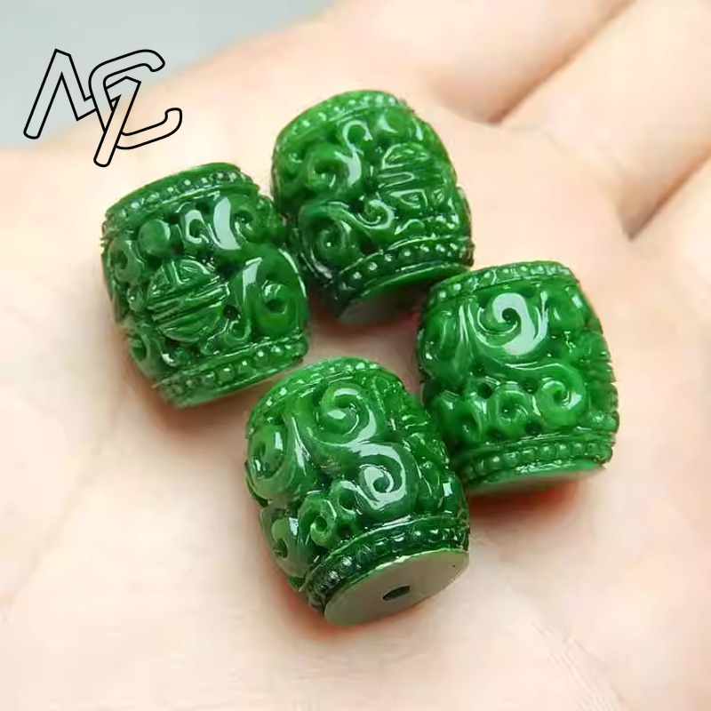 Bead Bracelet Men - 5 adet Doğal Yeşil Yeşim Oyma
