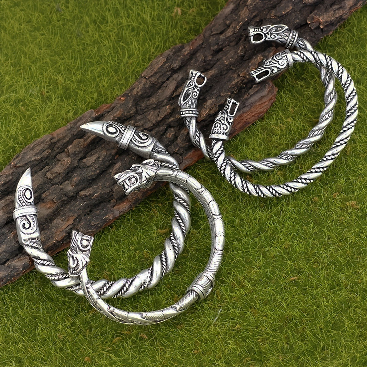 Men Accessories Ring And Bracelet - 4 parçalı İskandinav Viking Retro Norveç