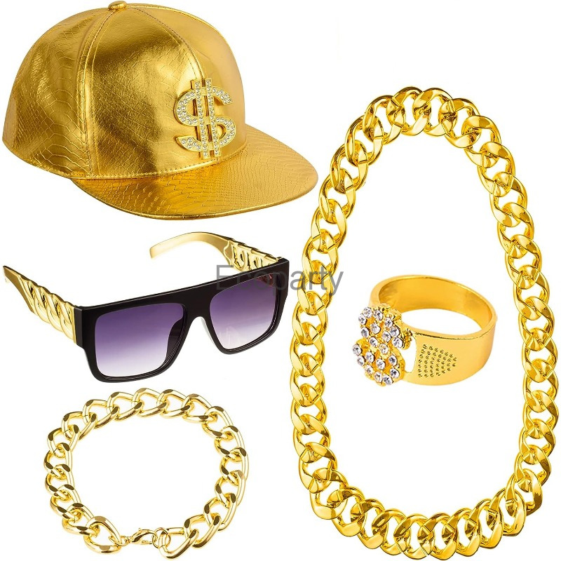 80s 90s Hip Hop Kostüm Aksesua - Men Accessories Ring And Bracelet incelemesi ve fiyatı