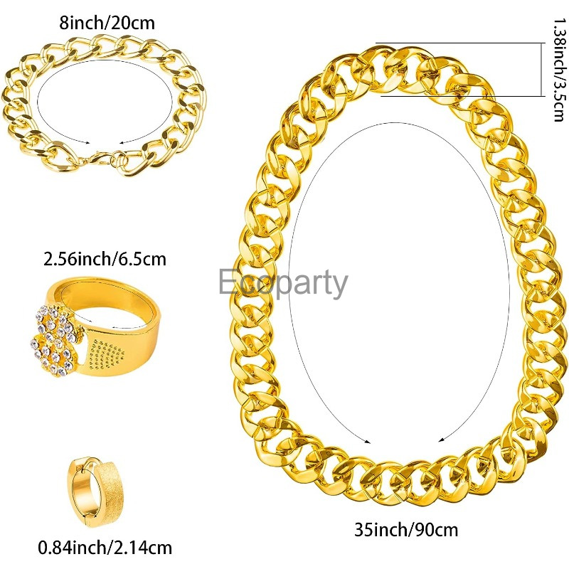 80s 90s Hip Hop Kostüm Aksesua - Men Accessories Ring And Bracelet incelemesi ve fiyatı