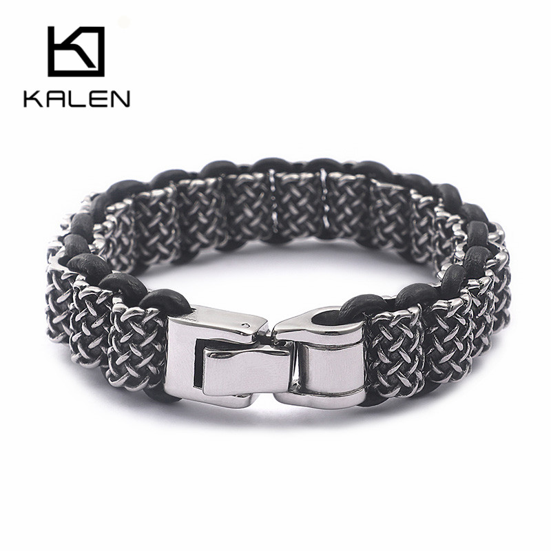 KALEN Vintage siyah deri bağla - Men Accessories Ring And Bracelet incelemesi ve fiyatı