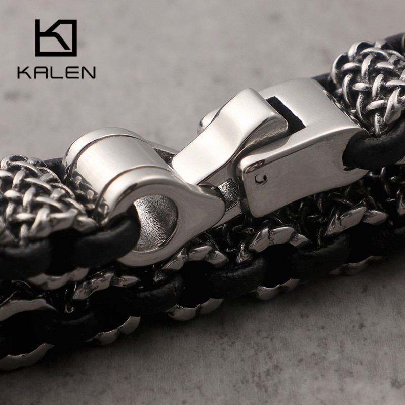 KALEN Vintage siyah deri bağla - Men Accessories Ring And Bracelet incelemesi ve fiyatı