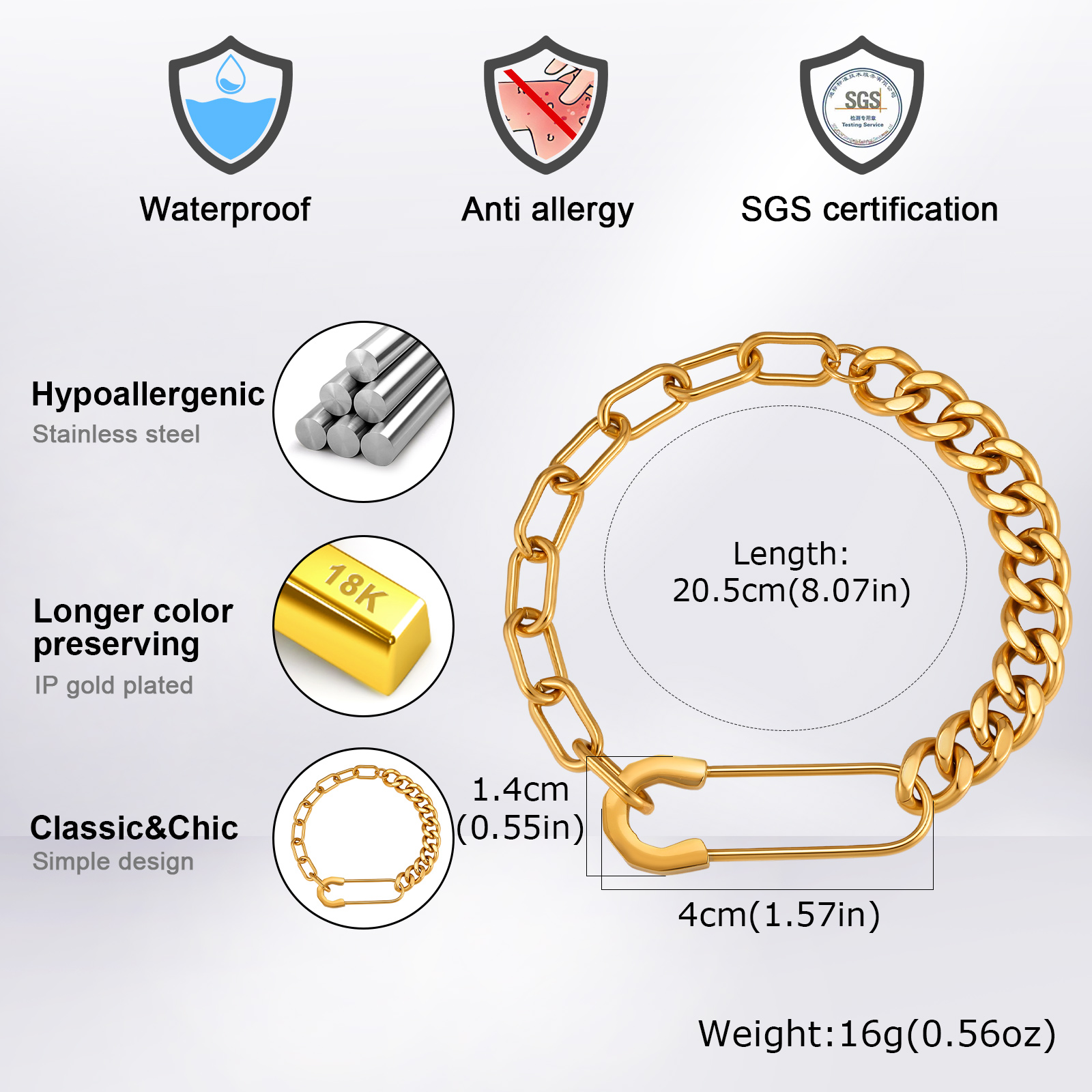 Vnox Erkek Ataş Küba Zinciri B - Men Accessories Ring And Bracelet incelemesi ve fiyatı