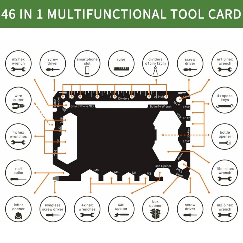 Çok aracı 46 in 1 kredi kartı  - Men Accessories Gadgets incelemesi ve fiyatı