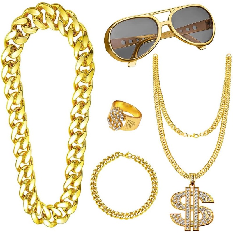 5 adet Hip Hop Kostüm seti, 80 - Men Accessories Ring And Bracelet incelemesi ve fiyatı
